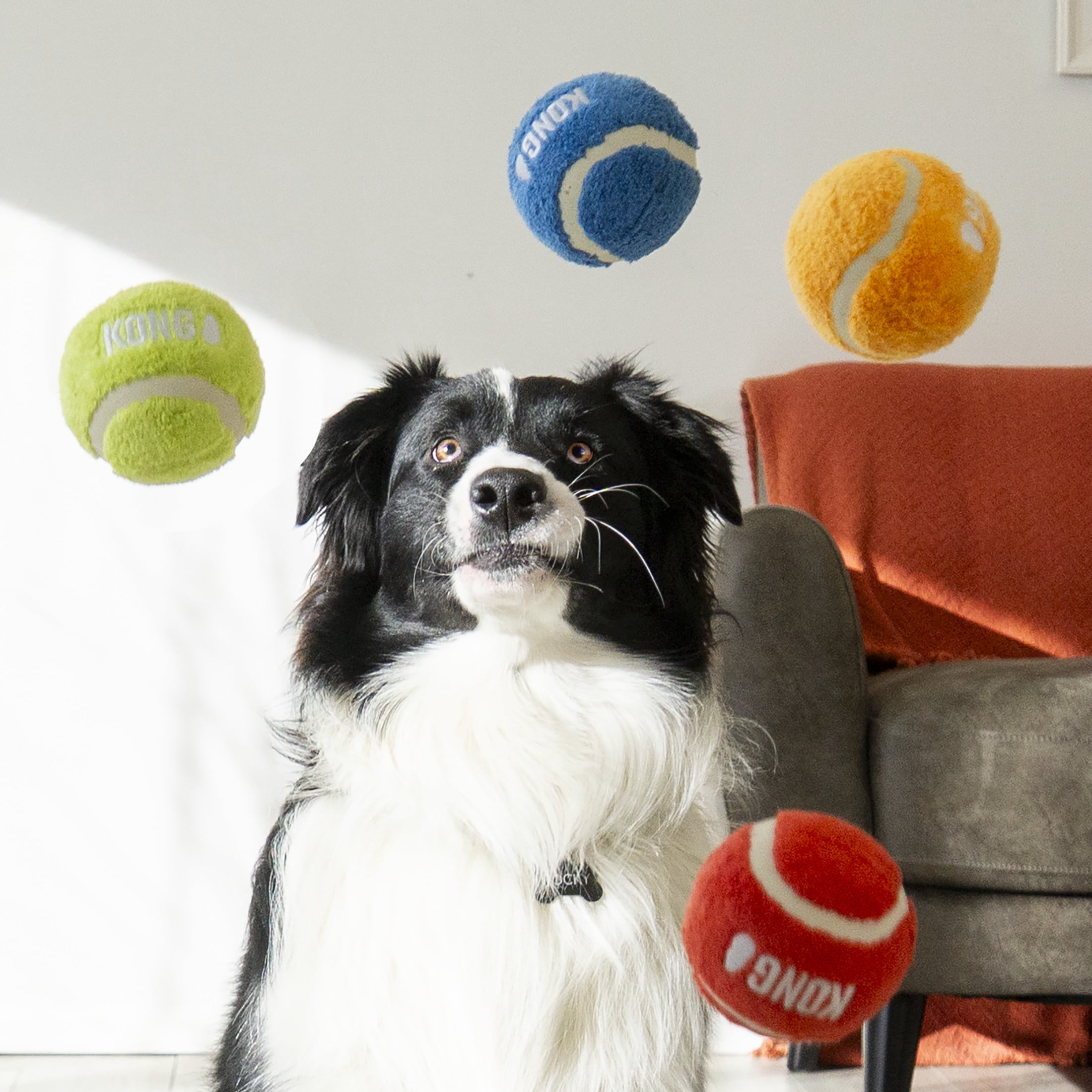 KONG® Sport® Softies Balls, Sherpa Fleece Dog Toys, Assorted Colors, Large, 2 Count