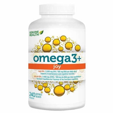 Genuine Health Omega 3+ Joy Fish Oil Supplement - 240 Softgels | Mood & Heart Health
