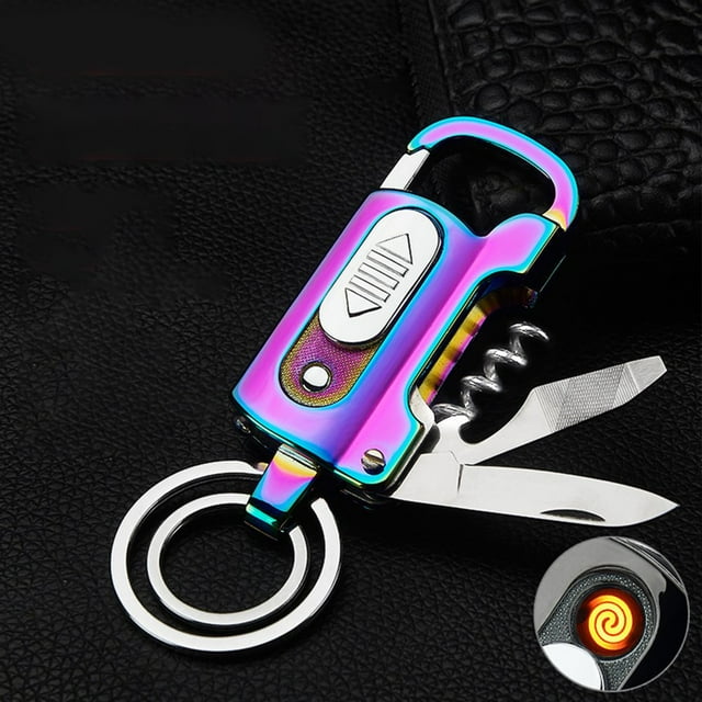 HLONK Electronic Rechargeable Lighter, Electric Lighter, Transparent Double Lighter LED Power Display Type-C Rechargeable Lighter Outdoor Windproof Blue