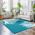 thumbnail image 3 of Area Rugs 5'x7', Teal Blue Coral Coastal Carpet Runner Indoor Outdoor Rugs Home Decor Aesthetic, Nautical Ocean Summer Beach Non Slip Mats Washable Accent Rug for Living Room Bedroom, 3 of 8