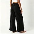 thumbnail image 5 of Asgosdo Cotton Pants for Women High Elastic Waisted Side Tie Wide Leg Trousers Flowy Breathable Palazzo with Pockets, 5 of 5