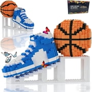 Basketball with Sneaker Micro Building Block Set, Large Realistic Basketball with Shoes Stand STEM Building Bricks, Sport Basketball DIY Model Enthusiasts Easter's Day Gifts for Teen, Adult