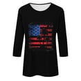 thumbnail image 3 of FAVIPT American Flag Shirt for Women Casual Loose Summer 2025 Shirts 4th of July Stars and Stripes Print Tees 3/4 Sleeve Round Neck Shirts Black,XXL, 3 of 3