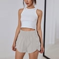 thumbnail image 2 of Stichou Women's Shorts High Waist Athletic Quick Dry Sporty Workout Running Shorts for Women with Zipper Pocket Light Gray XL, 2 of 5