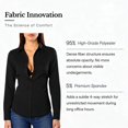 thumbnail image 3 of Women Long‑Sleeve Non‑Sheer Button‑Down Work Blouse, Breathable Business‑Casual Office Daily Tops, 3 of 16