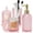 Pink, variant on Visualz Blue Bathroom Accessories Set, 4 Pack Light Blue Bathroom Decor Accessory Sets Complete, Diamond Glass Soap Dispenser and Toothbrush Holder Set for Bath Counter Organizer Essentials