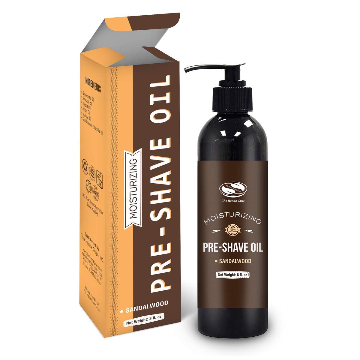 8 fl. Oz, Sandalwood Pre Shave Oil for Men, Premium Pre Shave Oil