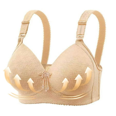Crunowin Women s Push up Bras Plus Size Underwire  Full Coverage Support Daily Bra Beige XL
