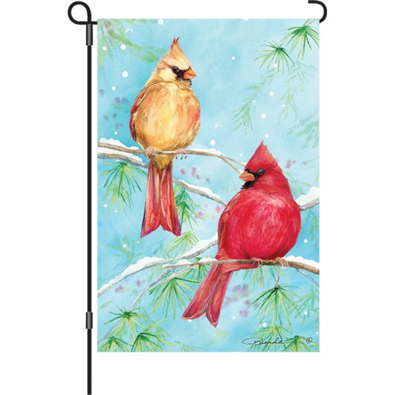 Premier Garden Size Flag - Winter Cardinal