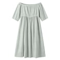 thumbnail image 4 of Horkkom Off the Shoulder Dresses for Women Solid Color Short Sleeve Maxi Dresses Summer Loose Flowy Dresses, S-3XL, 4 of 7