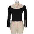 thumbnail image 4 of HongQid Fringe Tops for Women Western Cowgirl Fall Long Sleeve with Tassels Stretchy Crop Shirts Blouses, 4 of 6