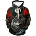 thumbnail image 2 of Rebaike Wolf Hoodie for Men Dark Forest Animal Graphic Sweatshirts, 2 of 8