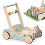 Wooden Baby Walker for Boys Girls Ages 1-3, Galloping Ponies Push and Pull Activity Walker Adjustable Speed, Baby Push Walker for Toddler Kids Motor Skills & Creativity