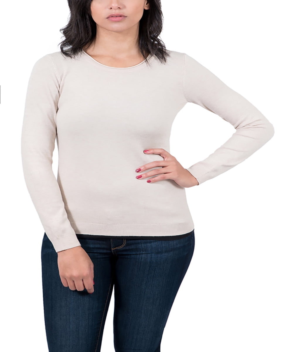 Real Cashmere Real Cashmere Beige Crewneck Womens Sweater