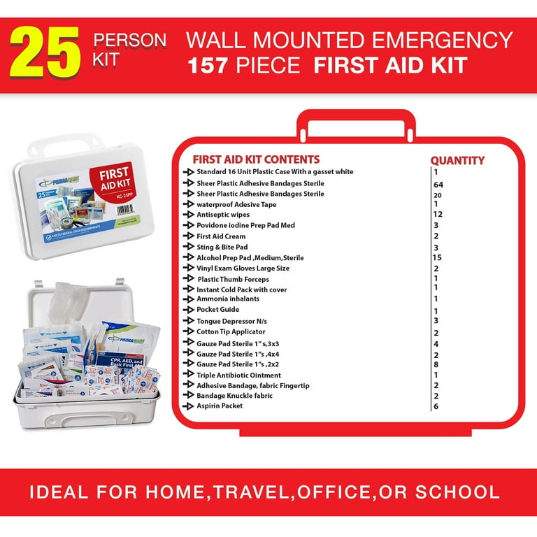 Kitgo Small First Aid Kit 170 Piece - Waterproof Compact Mini Emergency Trauma Kit for Home, Travel, Camping,Car -Black