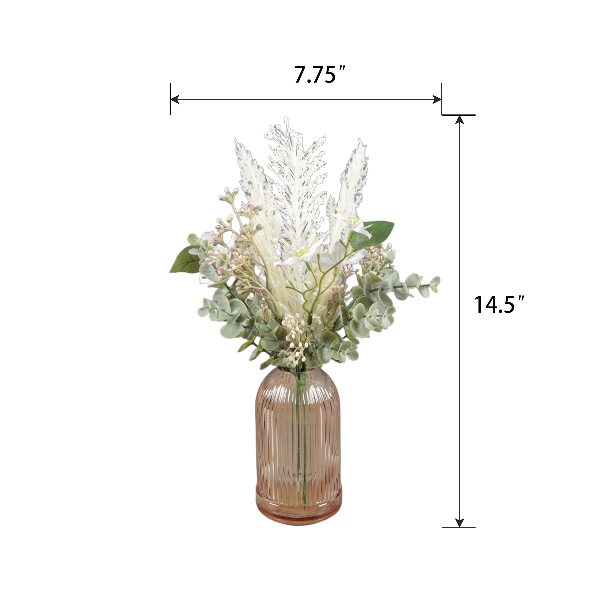 Home Decor Collection White Faux Floral Arrangement in Glass Vase 14.5 in H x 7.8 in W x 7.8 in D