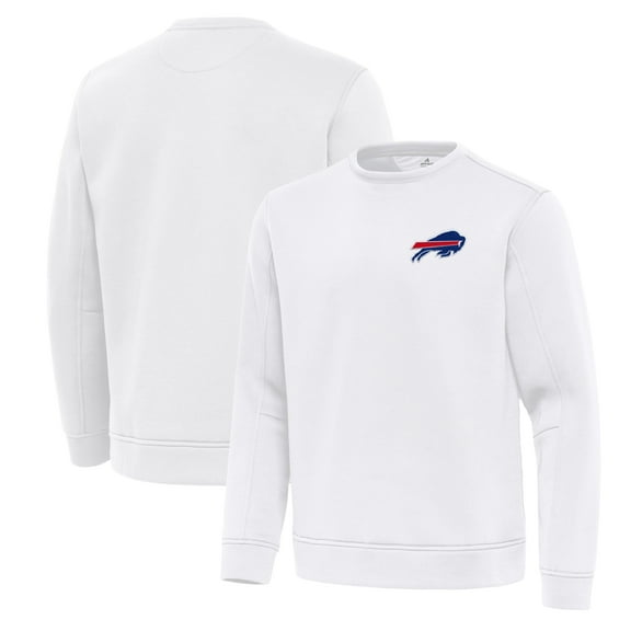 Men's Antigua White Buffalo Bills Relevant Lightweight Pullover Sweatshirt