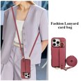 thumbnail image 4 of TECH CIRCLE for iPhone 14 Wallet Case with Card Holder, Lanyard Wrist Strap Loop Holder Kickstand RFID Blocking Finger Grip Ring PU Leather Shockproof Cover for iPhone 14 6.1",Winered, 4 of 8