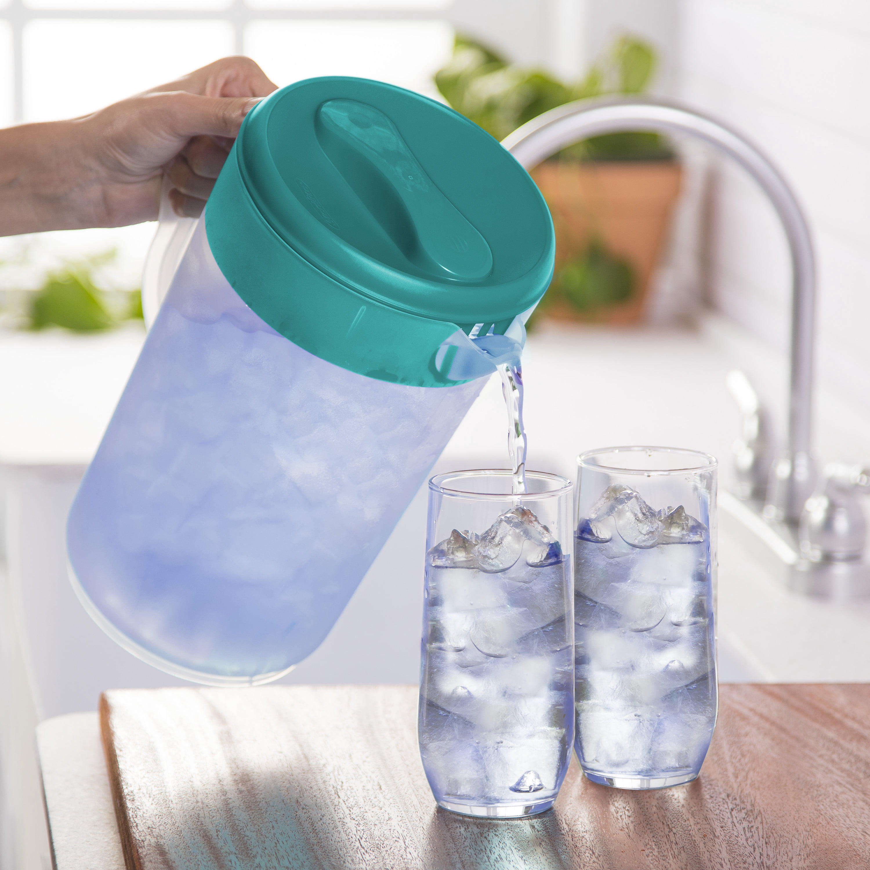 Sterilite, Pitcher, Twist & Pour 1 Gallon Pitcher, Blue Atoll, 1 gal, helpful for family beverage service.