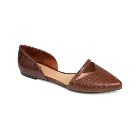 

Journee Collection Women s Brown D orsay Silhouette Cushioned Braely Pointed Toe Slip On Flats 11 M