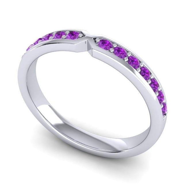 Bague d'Éternité en Améthyste Taille Ronde Magnifique 0,20 Ct pour Fiançailles en Or Blanc Massif 14K Taille 3 par Diamond-Capitals
