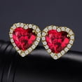 thumbnail image 5 of Jewelrypalace Heart Of Ocean 3.8ct Created Red Ruby Love Forever Halo Stud Earrings 925 Sterling Silver Gold Plated, 5 of 6