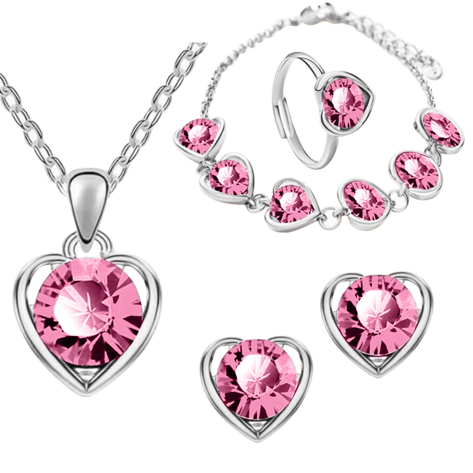 Jewelry VerPetridure New Pendant Heart-Shaped Love 8 PCS Jewelry Clavicle Chain Holiday Gift