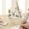 thumbnail image 7 of Hand Drawn Camera Acrylic Pencil Pen Holder Cup 4 Compartments Desktop Organiser 7.87"x2.78"x3.54", 7 of 7