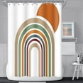 thumbnail image 3 of Mid Century Bohemian Bathroom Shower Curtain Colorful Stripes Arch Orange Sun Boho Shower Curtain with Plastic hookss Waterproof Fabric Polyester Shower Curtain Aesthetics Home Decor, 72x72 Inch, 3 of 6