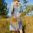 thumbnail image 5 of Abstract Xray Flowers Collection Yellow Purple Blue Sweetheart Knot Flared Dress Fashion Design Large Size Loose Dress Spring Summer Women Dress, 5 of 9