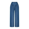 thumbnail image 2 of GaThRRgYP Wide Leg Jeans,Womens Pants Plus Sizes,Wide Leg Denim Pants for Women Smocked High Waisted Loose Flowy Pants Casual Trousers with Pockets Blue M, 2 of 5