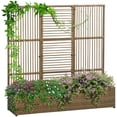 thumbnail image 1 of Outsunny Rattan Outdoor Planter with Trellis, Raised Garden Bed, Sand Brown, 1 of 10