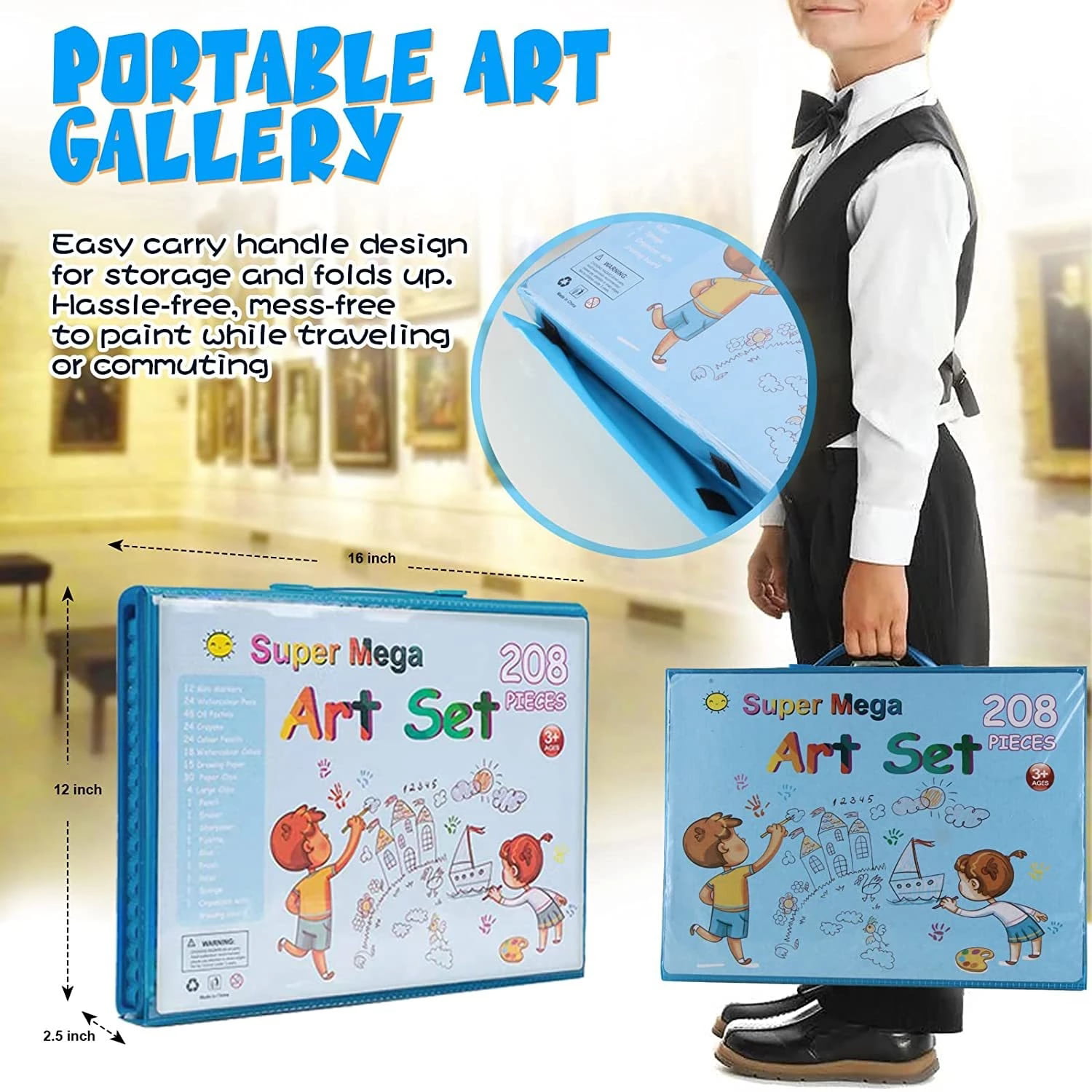 Art Set Box & Drawing Kit with Crayons, Oil Pastels, Colored Pence 208Pcs