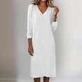 thumbnail image 2 of Lopecy-Sta Dresses for Women V-Neck Midi Shift Dress for Fall Loose Waist Casual Daily Wear, 2 of 7