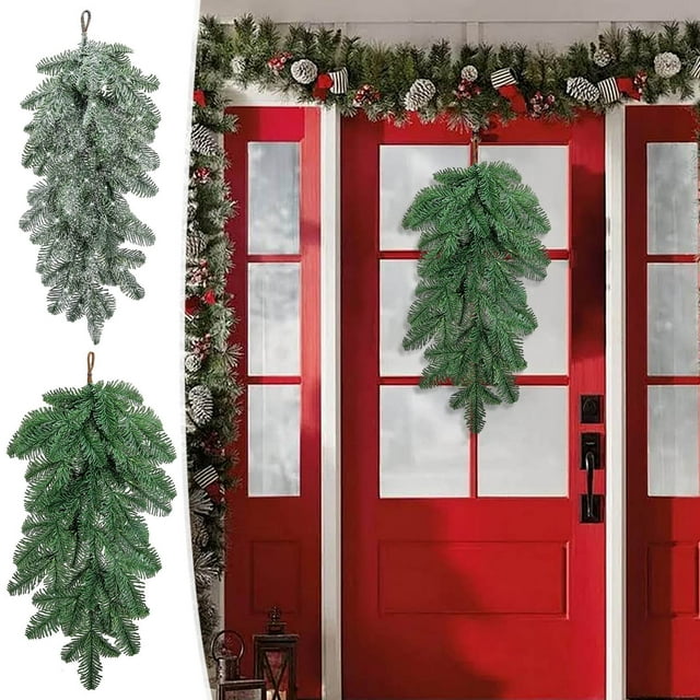 Ramas Colgantes Simuladas De Enebro Chino Adorno navideño colgante de ciprés invertido, de plástico, para árbol de Navidad (1 unidad) Rkxzt