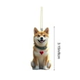 thumbnail image 3 of ‌Shiba Inu Christmas Tree Ornament - Acrylic Sitting Dog Decoration with Heart Charm,3.15in/8cm,Holiday Home Decor,Pet Lovers Gift‌, 3 of 6