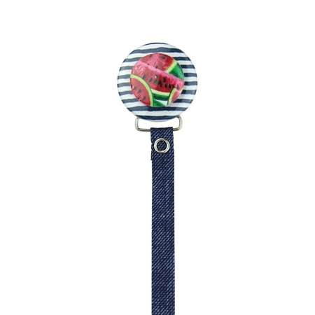 Watermelons & Denim Stripes 3D Pacifier Clip