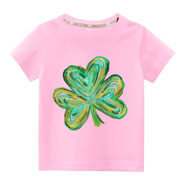 Qiopertar Haut à Manches Courtes Imprimé Col Rond Mignon Mode pour Enfants Garçons Filles en Solde à Moins de 5$ en Solde