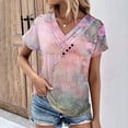 thumbnail image 2 of Mujeres de Verano Superior, V-Cuello Casual Camiseta de Moda de Manga Corta Hecha de Cómodo Estante de Imitación para Toda la Temporada de Uso Diario, Camisetas Cortas para Mujeres, 2 of 4