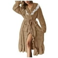 thumbnail image 1 of Ccpelsie Womens Robe Plush Fleece Long Bath Robe for Women Fluffy Soft Women's Fall Winter Bathrobe with Pockets(Khaki,S), 1 of 9