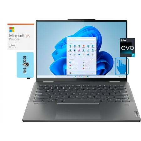Lenovo Yoga 7i Home/Entertainment 2-in-1 Laptop (Intel i5-1335U 10-Core, 14.0in 60 Hz Touch 2240x1400, Intel Iris Xe, Win 10 Pro) with Microsoft 365 Personal , Dockztorm Hub