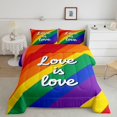 thumbnail image 2 of Manfei Cartoon Rainbow Queen Comforter Set, Letter Love is Love Comforter Sets Queen, Multicolor, Polkadot Reversible, 3 Pieces, 1 Comforter and 2 Pillowcases, 2 of 7