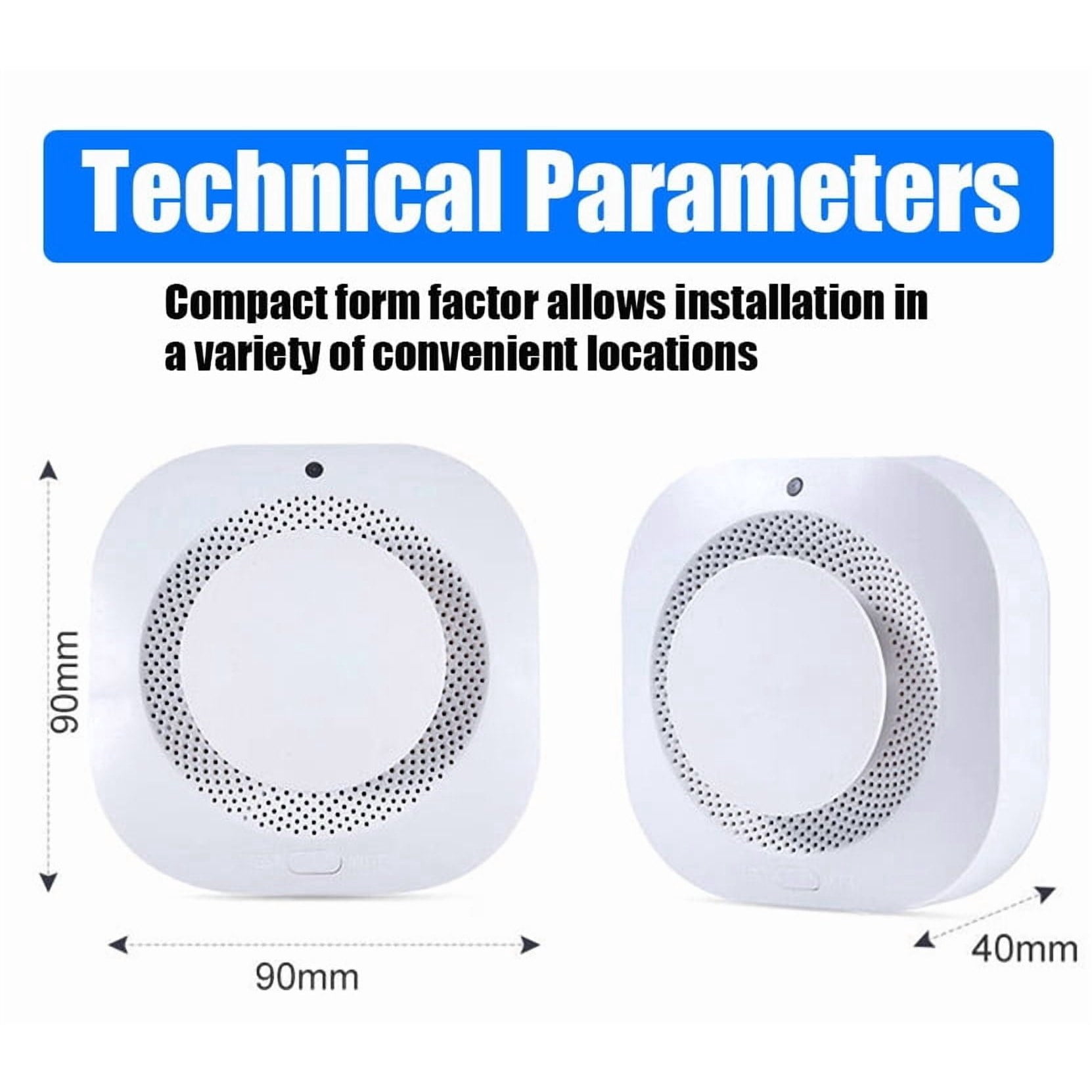 2PCS Photoelectric Wireless Smoke Detector Fire Alarm Detector Smart Smoke Alarm