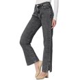 thumbnail image 2 of Flare Jeans for Women High Waist Retro Wide Leg Slit Denim Pants, Black, Medium, 2 of 5