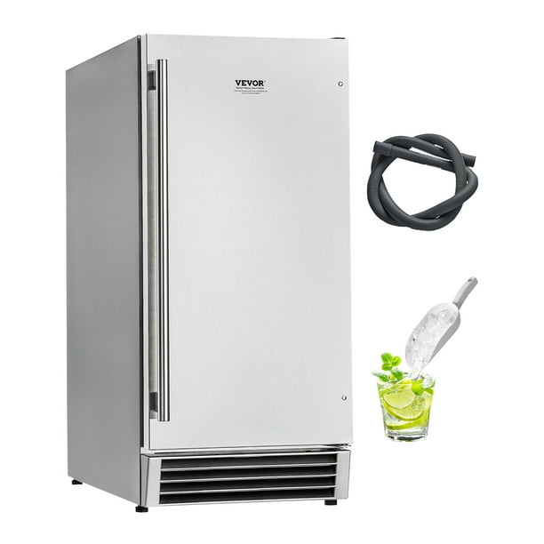 VEVOR Máquina para fabricar hielo empotrada debajo del mostrador, 50 libras por día, puerta reversible, uso en exteriores
