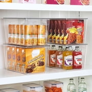 Sindcom 4 Pack Clear Plastic Storage Bins with Lids, Pantry Organizer, for Cabinet, Kitchen, XLarge