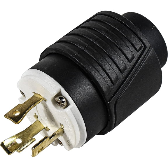 HQRP US Cord Connector NEMA L5-30P Locking Plug Compatible with Generator, 30 Amp, 125 Volt, 2 Pole, 3 Wire Grounding, Industrial Grade Heavy Duty
