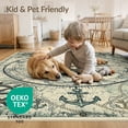 thumbnail image 4 of ODIKA 6'x9' Washable Area Rug Compass Nautical Vintage Sailing Motif Knot Detail Maritime Distressed for Queen Size Bedroom, Under Bed, Master Suite, Easy Care, Non-Shedding, 4 of 7
