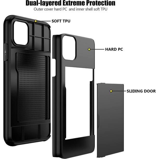 iPhone 11 Pro Max Case with Card Holder Heavy Duty Protective Dual