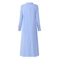 thumbnail image 4 of Women Vintage V-Neck Cotton Linen Shirt Maxi Dress Beach Loose Kaftan Long Dress, 4 of 9